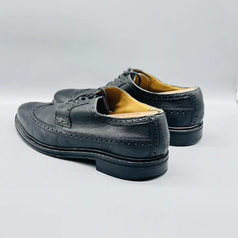 Cole Haan Shoes Mens 11.5 Black Leather Williams Longwing Brogue Wingtip Derby
